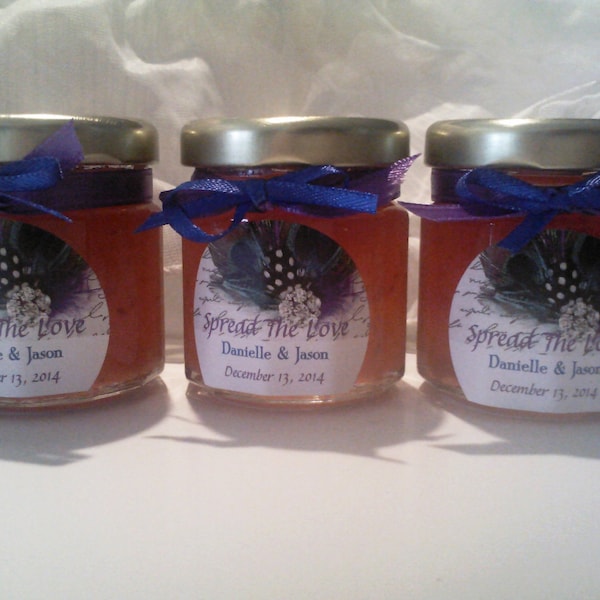 Peacock Wedding Jam Favors/ 10 Shower or Engagement or Save The Date Party Favors