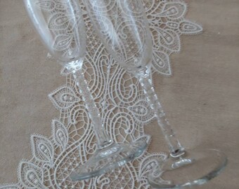 Luminarc Champagne Flutes/Clear Crystal/Angelique Pattern/ Set of 2/Vintage