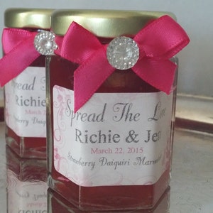 Wedding Jam Favors/Bling Party Favor/ 2 oz Jams/Gem Decorated /25Two oz jars/ Vintage Inspired /FREE Shipping