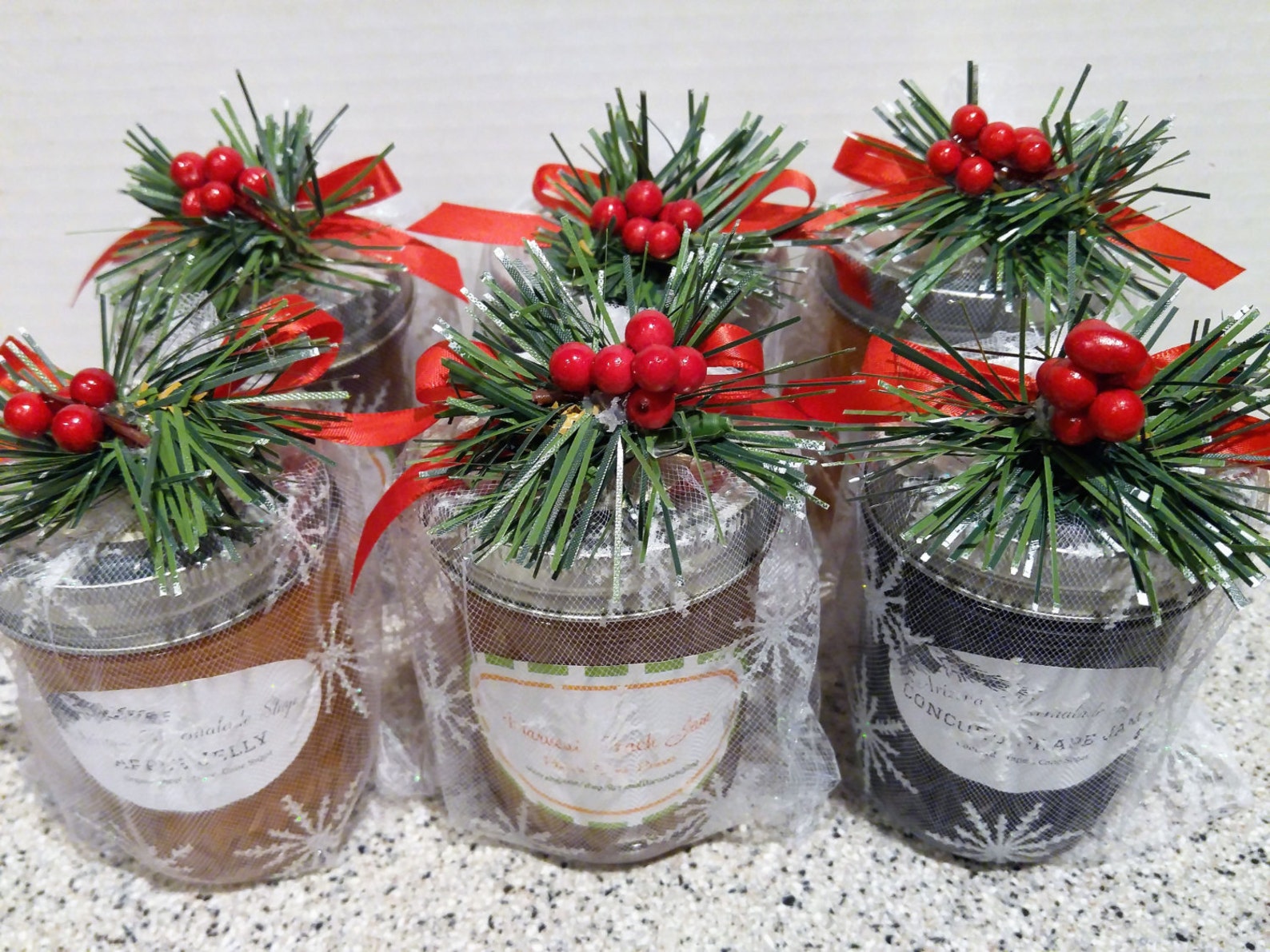 Christmas Jam & Jelly Gift/ 3 or 6 Jar Set/ Decorated/ 8 oz Etsy