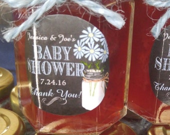 Baby Shower Jam Favors/ 25 Rustic Mini Jam Favors / Country Chalkboard Labels/ PINK or BLUE Thank you Party favors