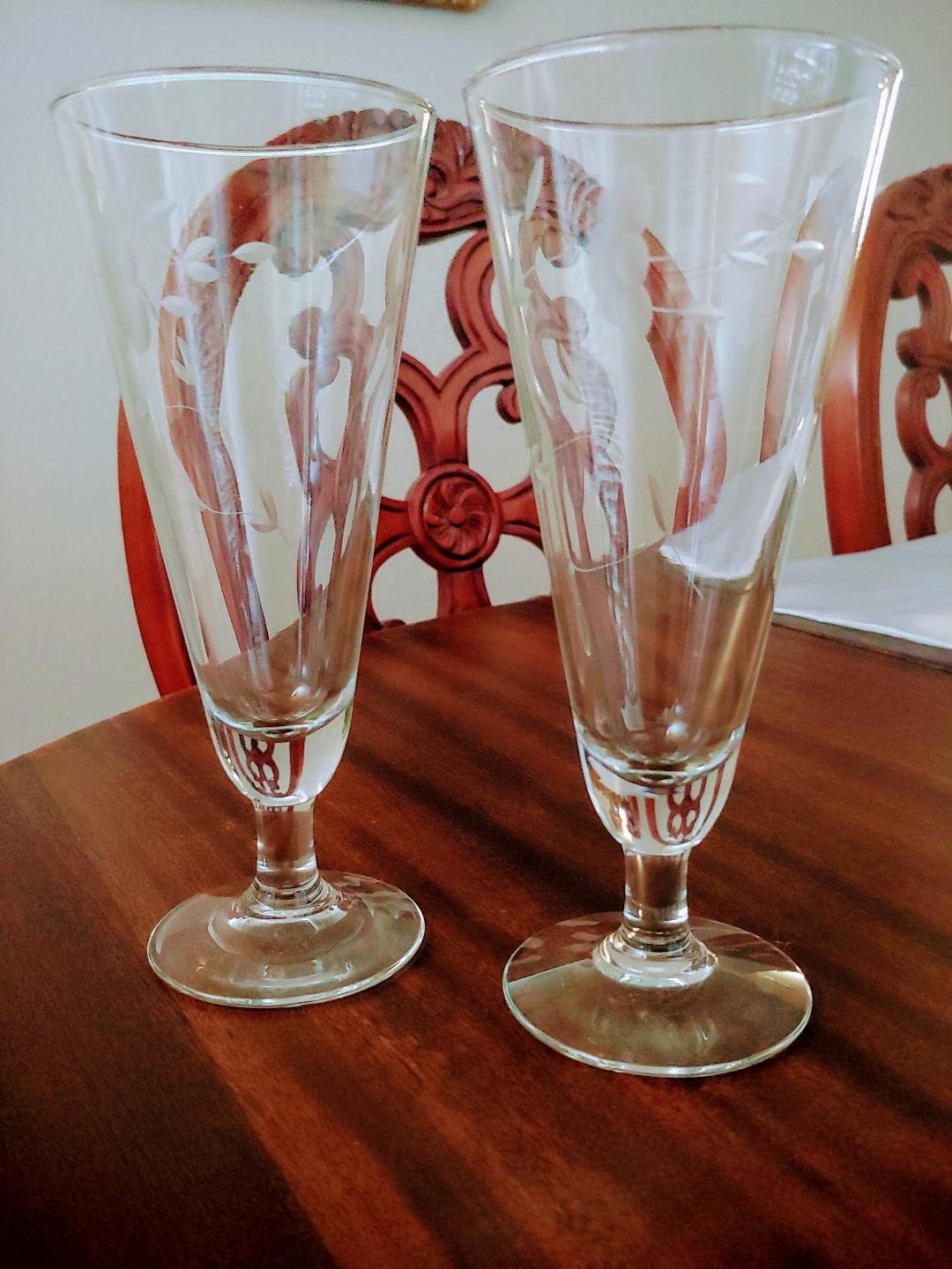 Princess House Glassware / Pilsner Crystal Stemware/ Set of 2 Glasses