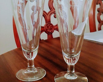 Princess House Glassware / Pilsner Crystal Stemware/ Set of 2 Glasses/ Heritage Pattern/ Housewarming or Wedding Gift? Vintage 1980"s