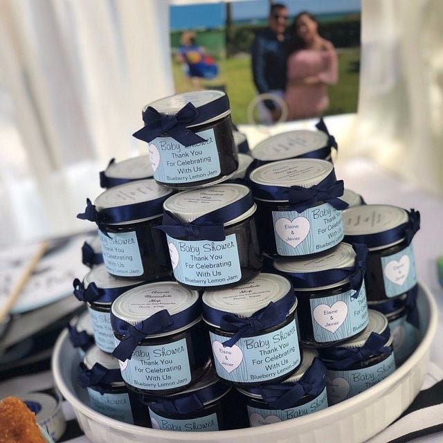 Blue Baby Shower Jam Favors/2 oz Round Jar /50 party Etsy