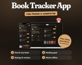 Book Tracker App, Reading Journal and Reading Tracker, Book Review Log, Reading Challenge, Digital Library