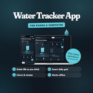 Water Tracker-app, hydratatietracker, dagelijkse waterinname-doelstelling en logboek.
