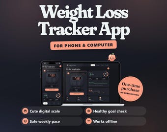 Weight Loss Tracker App, Weight Loss Journal, Digital Scale Weight Log, Healthy Goal