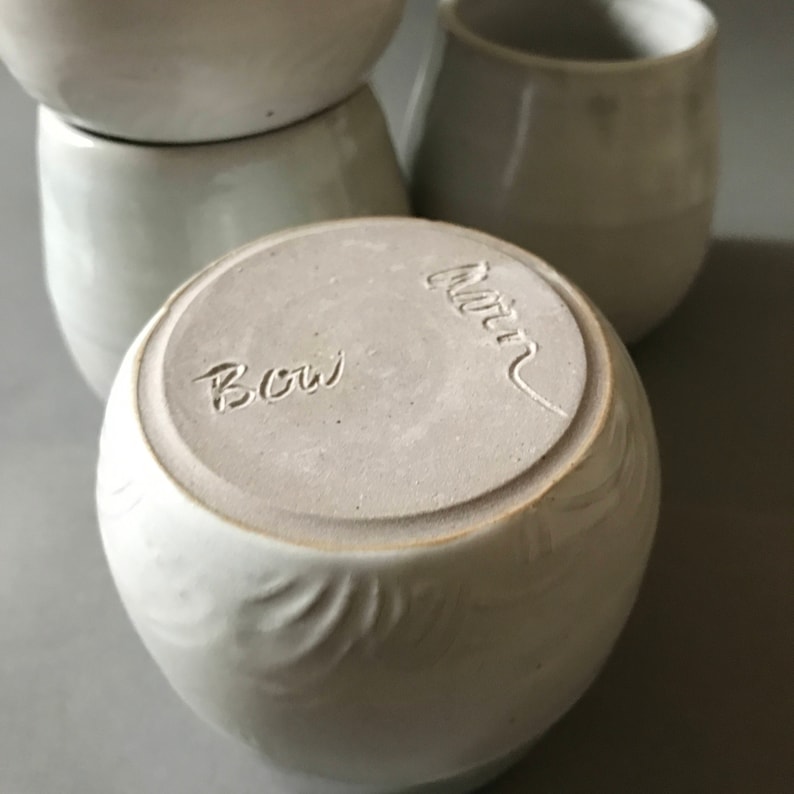 White Matt Celadon Ceramic Cups Set of 4