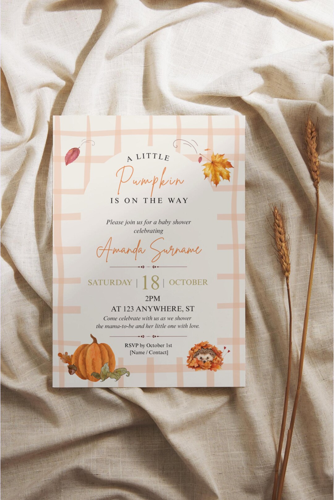 Little Pumpkin Baby Shower Mega Bundle, Editable Canva Templates ...