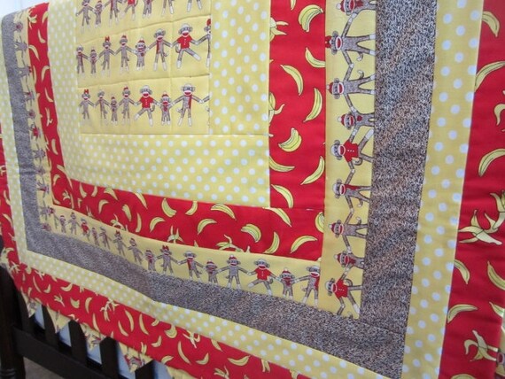 Sock Monkey Crib Quilt Etsy