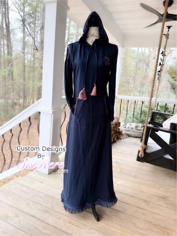 MC Tasseled Hooded Maxi Jersey Dress
