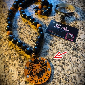 Lion Judah Studded Beaded Medallion Necklace