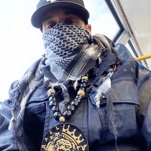Israel w Crowned Lion Medallion w Beaded Necklace