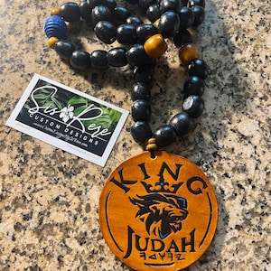 King Judah Crowned Lion Leather Medallion