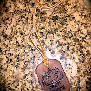 Tribal Leather Dog Style Tag Rounded Medallion Necklace