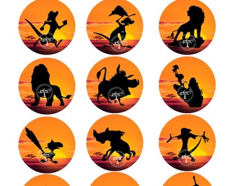 Lion King Silhouette Cupcake Cookie Toppers 15 Precut 2 Inch Etsy