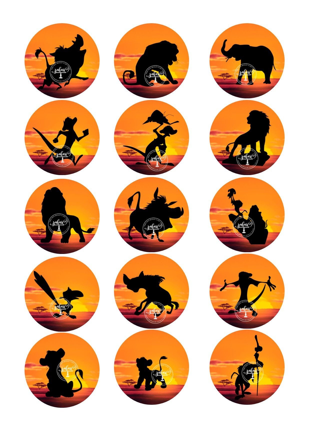 Lion King Silhouette Cupcake Cookie Toppers 15 Precut 2 Inch Etsy