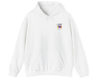 Love and Be Loved Hoodie, Minimalist Heart Graphic Sweatshirt, Unisex Gildan 18500 Pullover, Cute Everyday Streetwear Gift