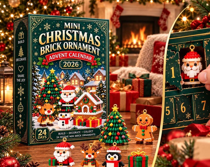 24 Day Christmas Advent Calendar 2026, Mini Building Brick Ornaments ...
