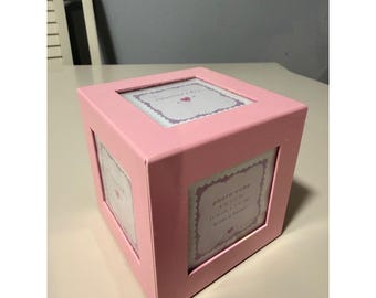 Vintage 2001 Target Pink Photo Cube Holds 5 3x3 Photos Valentines Day Decor