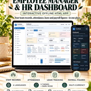 Employee Manager HR Dashboard HTML App, Staff Records, Attendance, Leave, Payroll Figures, No Subscription