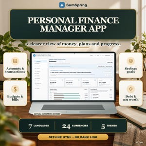 Personal Finance Manager HTML App | Budget, Savings & Debt Tracker with CSV Import