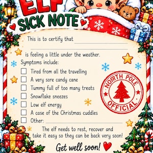 Elf on the Shelf Printable Bundle | Elf Report Cards, Sick Note & Behaviour Warnings | Christmas Elf Activities | Digital Download