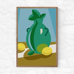 Printable Art, Original Wall Art, Still Life - Green Jar Digital Prints Art, 3 Shapes, Horizontal,Vertical,Square,Large Art up to 72X48 Inch