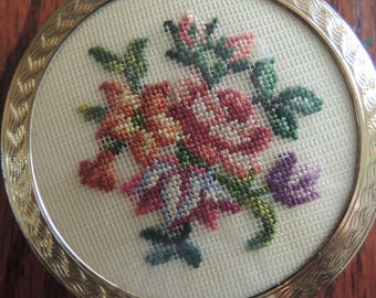 Vintage Powder Compact with Needle Point