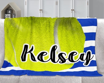 Custom Sports Blanket, Tennis Blanket, Tennis Gift, Personalized Tennis Blanket, Tennis Throw Blanket, Minky Tennis Blanket, Gifts