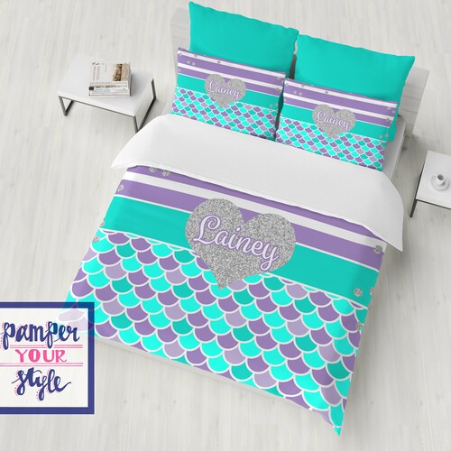 Mermaid Duvet Cover Custom Mermaid Bedding Mermaid Bedding Etsy