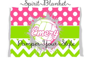 Spirit Blanket - Volleyball Blanket - Pick Your Colors - Graduation Gift - Throw Blanket - Personalized Blanket