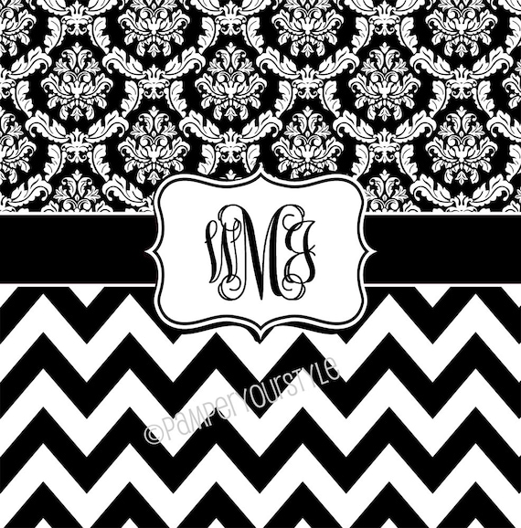 Black And White Chevron And Damask Personalized Shower Etsy