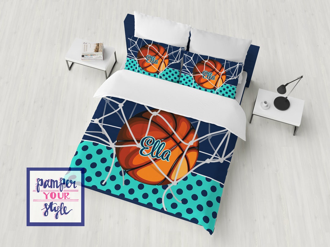 Aqua and Navy Custom Basketball Bedding Monogrammed Etsy