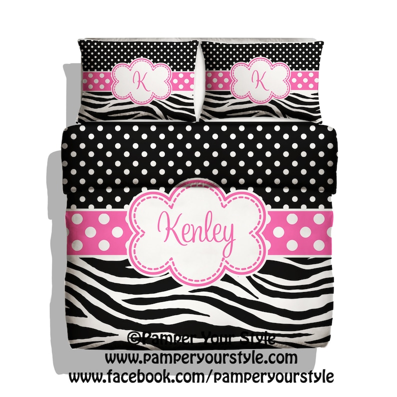 Polka Dot and Zebra Bedding With Matching Shams Personalize Etsy
