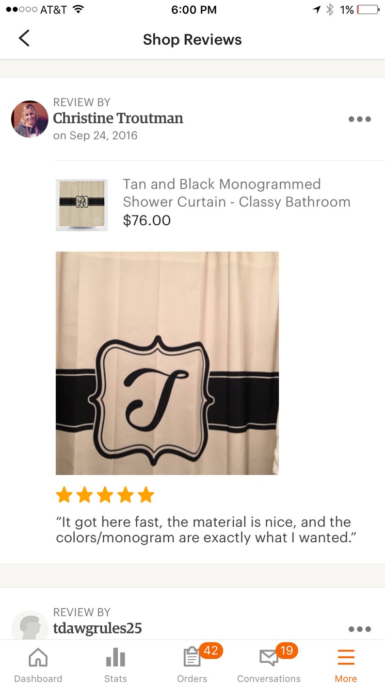Tan and Black Monogrammed Shower Curtain Classy Bathroom Etsy