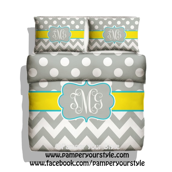 Polka Dot And Chevron Duvet With Matching Shams Etsy