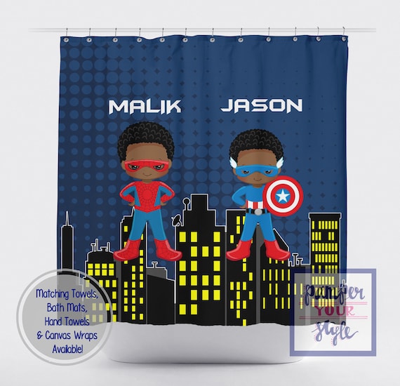 Spiderman And Captain America Custom Shower Curtain Sibling Etsy
