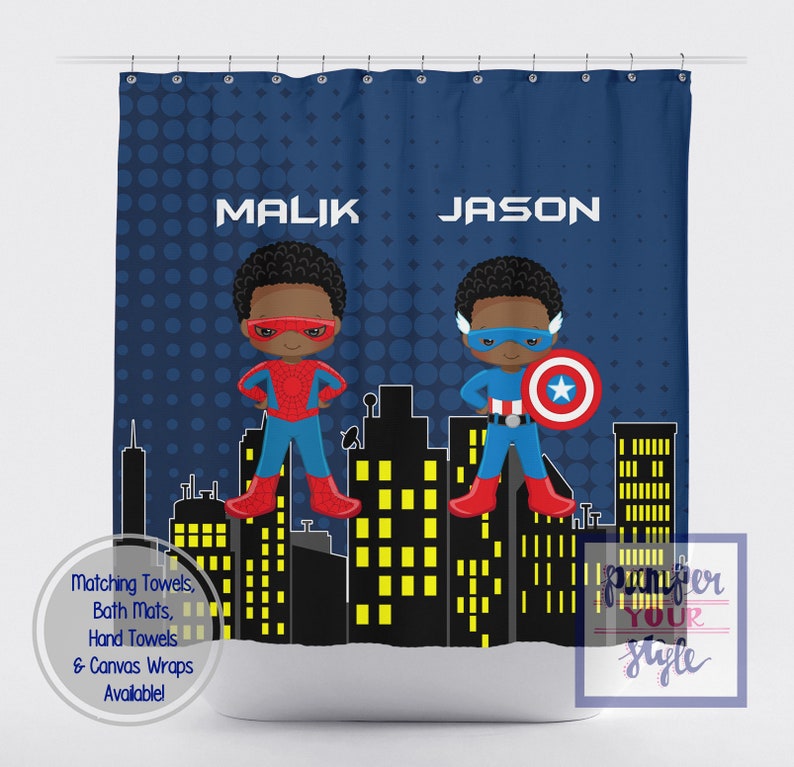 Spiderman And Captain America Custom Shower Curtain Sibling Image 0
