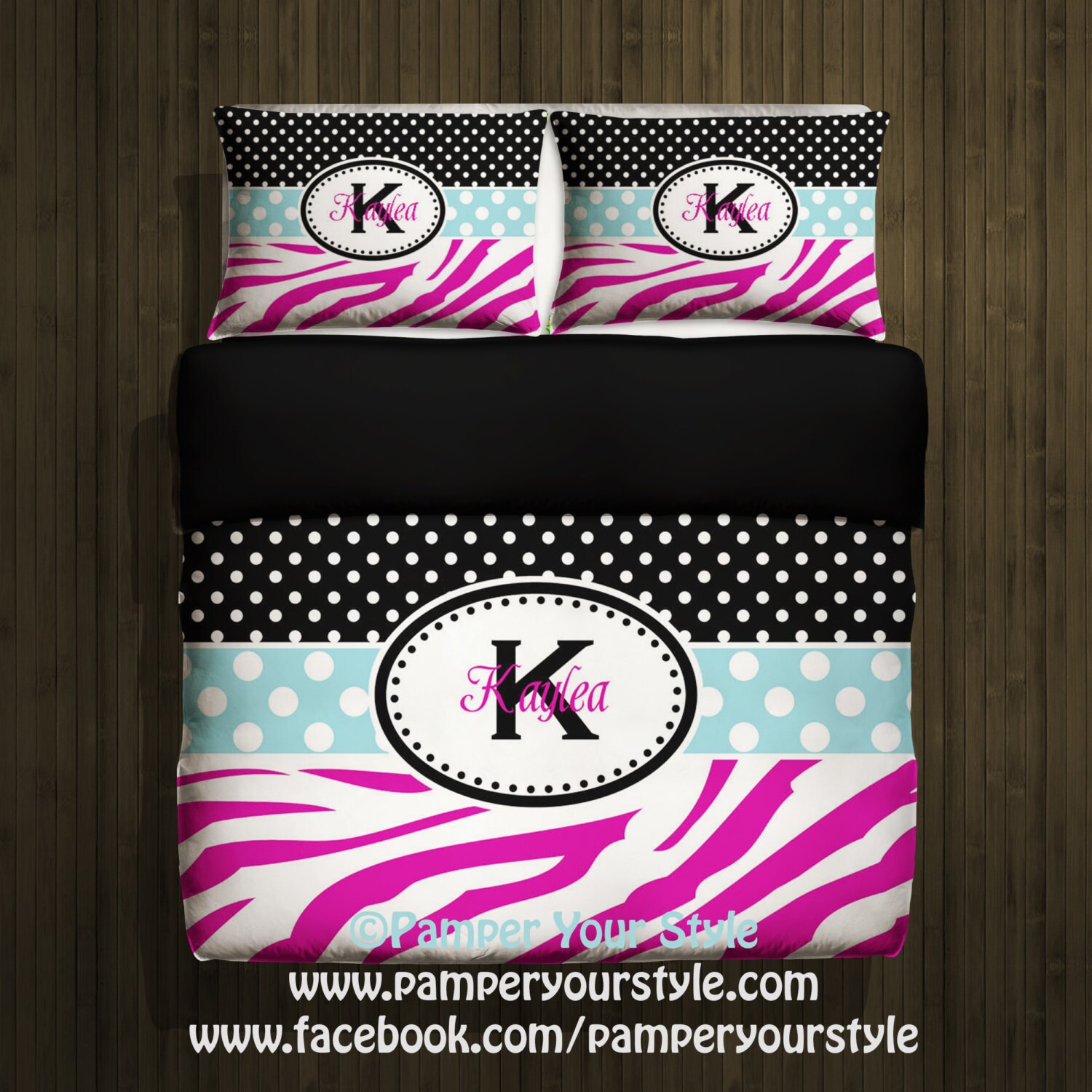 Polka Dot and Zebra Bedding Duvet Cover or Comforter