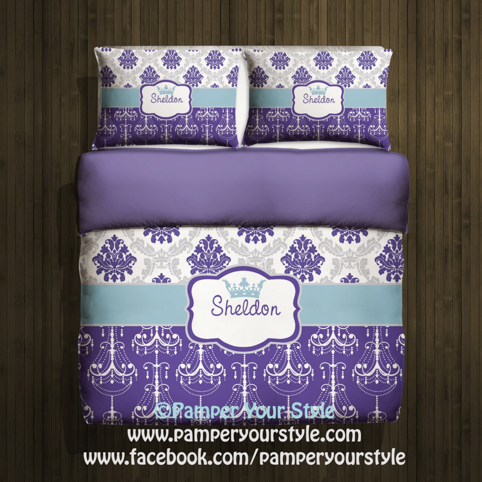 Damask and Chandelier Bedding With Pillows Personalize Etsy