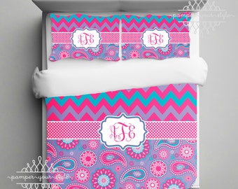 Custom Paisley Comforter or Duvet - Pink, Purple and Blue Custom Bedding - Personalized Bedding Duvet - Monogrammed Design Your Own