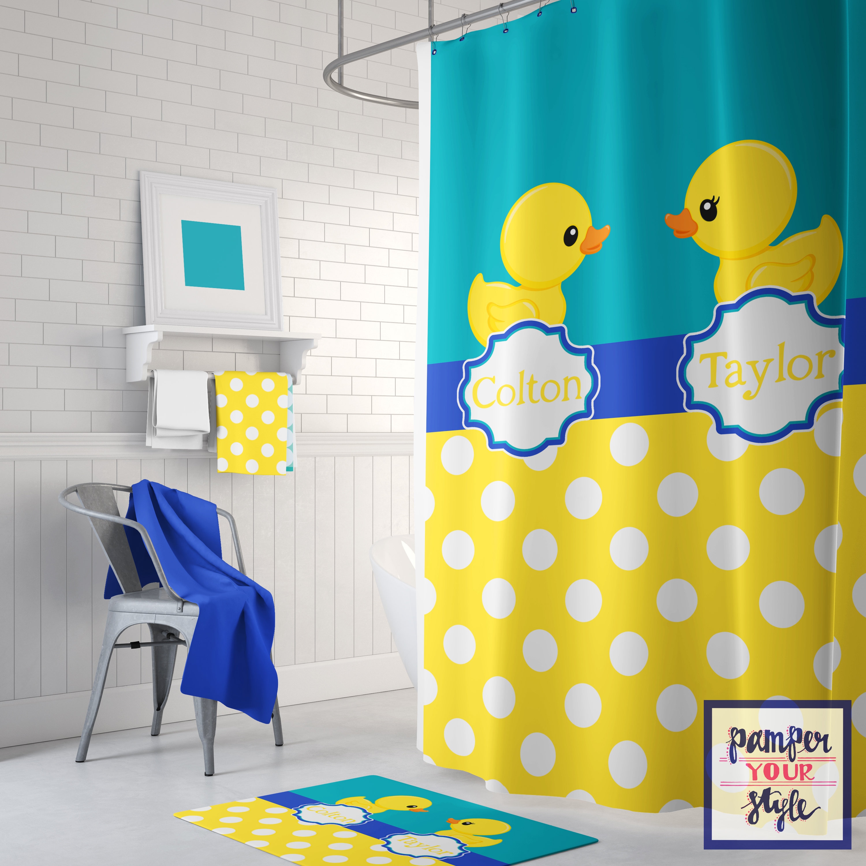 Duck Shower Curtain Rubber Ducky Kids Bath Curtain Etsy