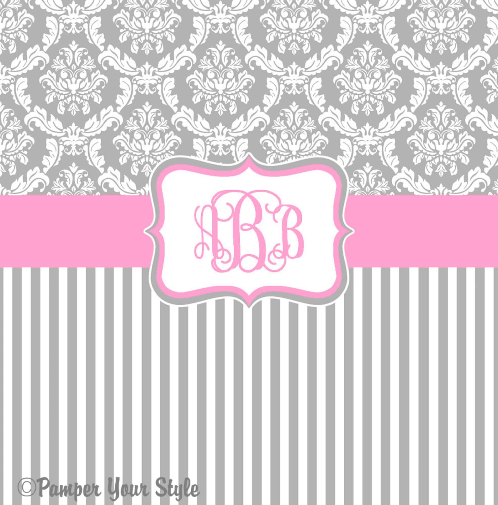 Damask and Stripe Gray and Yellow Shower Curtain Any Color Etsy