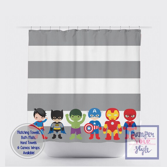 Superhero Custom Shower Curtain Superheroes Bath Superhero Custom Shower Curtain, Superhero Shower Curtain