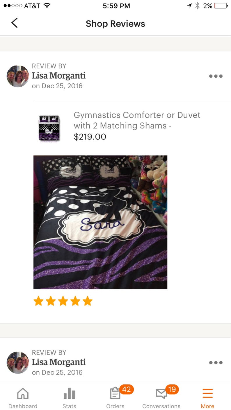 Gymnastics Comforter or Duvet with Matching Shams Personalized Gymnastics Polka Dot and Zebra Bedding Glitter Zebra Bedding image 2