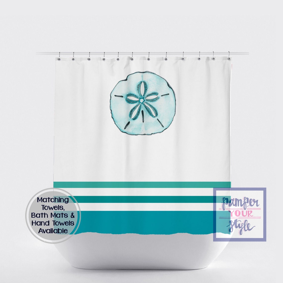 Sand Dollar Shower Curtain Custom Sanddollar Shower Curtain Etsy