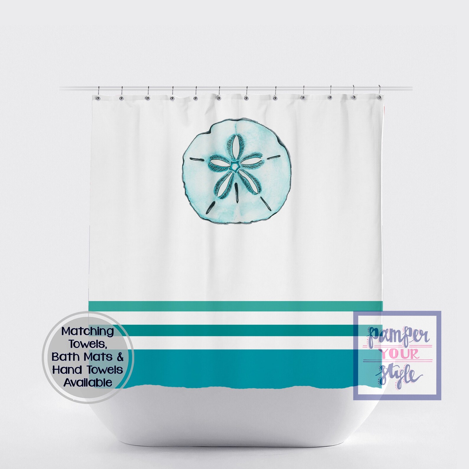 Sand Dollar Shower Curtain Custom Sanddollar Shower Curtain Etsy