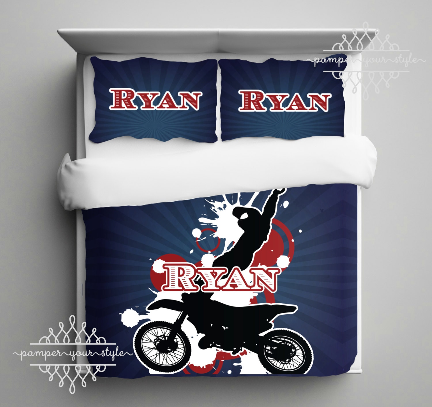 Motocross Bedding Set Pink