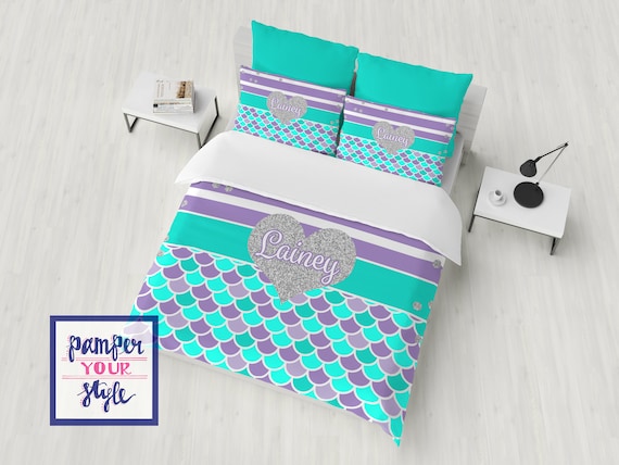 Mermaid Duvet Cover Custom Mermaid Bedding Mermaid Etsy